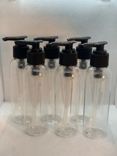 6 Pack,4 oz. Plastic Clear Bottles Containers w/black Pump Cap. Free Shipping.