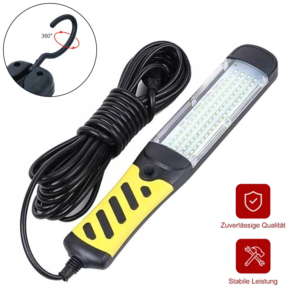100 LEDS KFZ Arbeitsleuchte Akku Werkstattlampe Handlampe Stablampe Magnet Haken - Bild 3 von 4