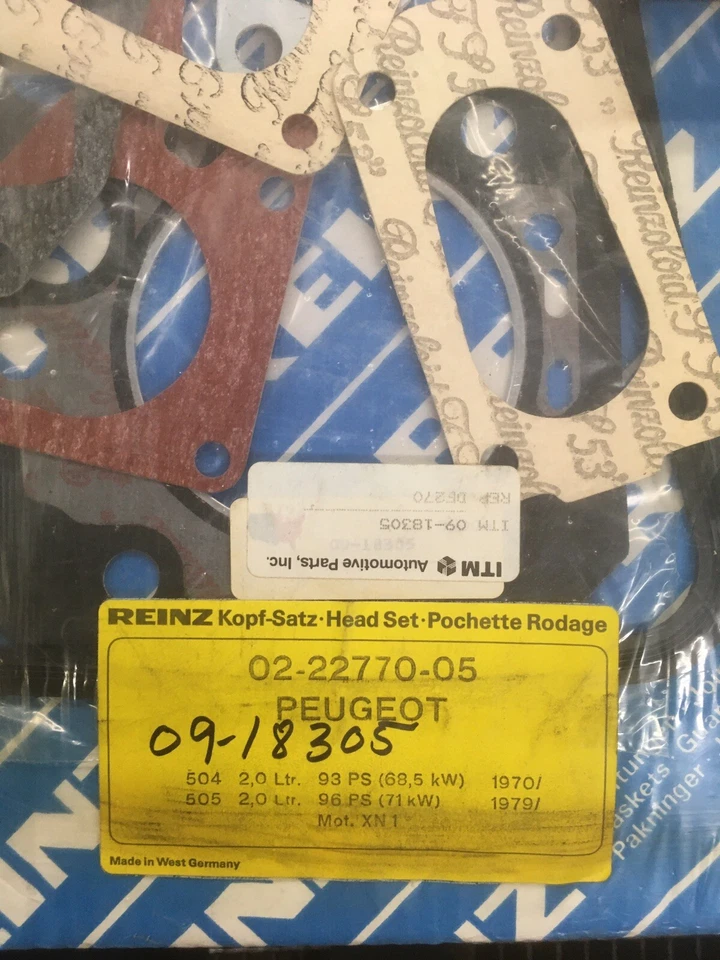 JUEGO JUNTAS CULATA PEUGEOT 504 1971cc XN OHV 1971-1979 09-18305 Foto 2 de 2