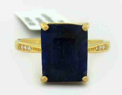 GENUINE 3.80 Cts BLUE SAPPHIRE & W.SAPPHIRE RING .925 SILVER - NWT