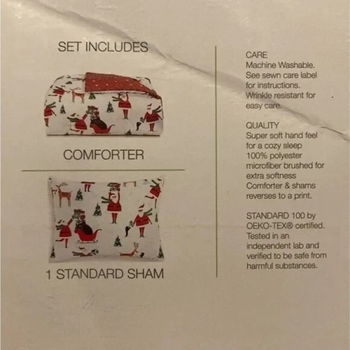 CHARTER CLUB KIDS TWIN SANTA AND FRIENDS REVERSIBLE 2 PIECE COMFORTER TWIN SET - Picture 3 of 9