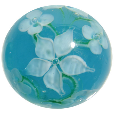 22mm PROTEA Purple Green White flower Handmade art glass Marble 7//8/" SHOOTER