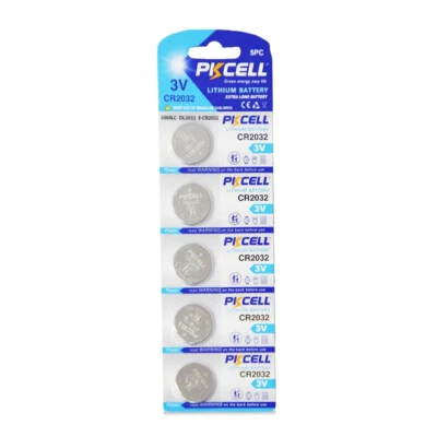 5x Pila PKCell CR2032 3V Bottone Litio DL2032 5004LC batteria orologio scad 2028