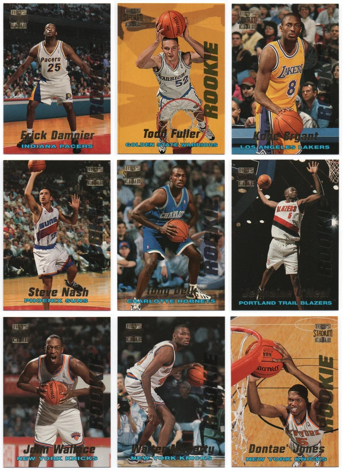 Juego completo de 25 cartas Stadium Club Rookies Series 1 1996-97 Kobe Bryant RC + Foto 2 de 3