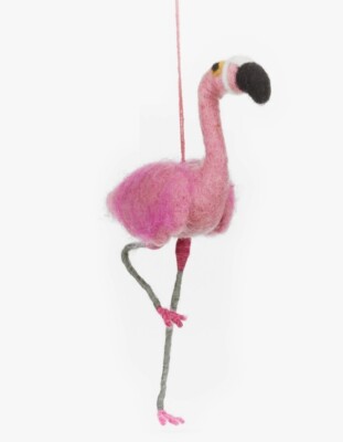 Flamingo Ornament Pink Tropical Christmas Decor Wool Felt Animal Fair Trade