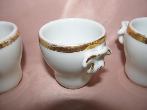 Série de 3 pots à crème porcelaine de Paris blanche et or XIXème - Photo 2 sur 8