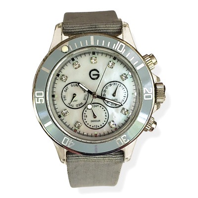Gossip Women's Gray Bezel Mother of Pearl Dial Clear Case Chronograph Watch VX3J