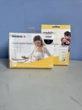 * Medela Easy Expression Bustier Hands Free Pumping Bra - Sz M & Storage Bags. B