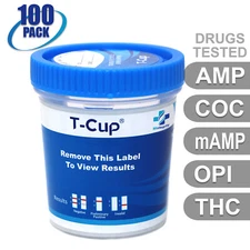 NEW Mintegrity Drug Test 5-Panel T-Cup Urine Home Kit 100-Pack #MI-TDOA-254