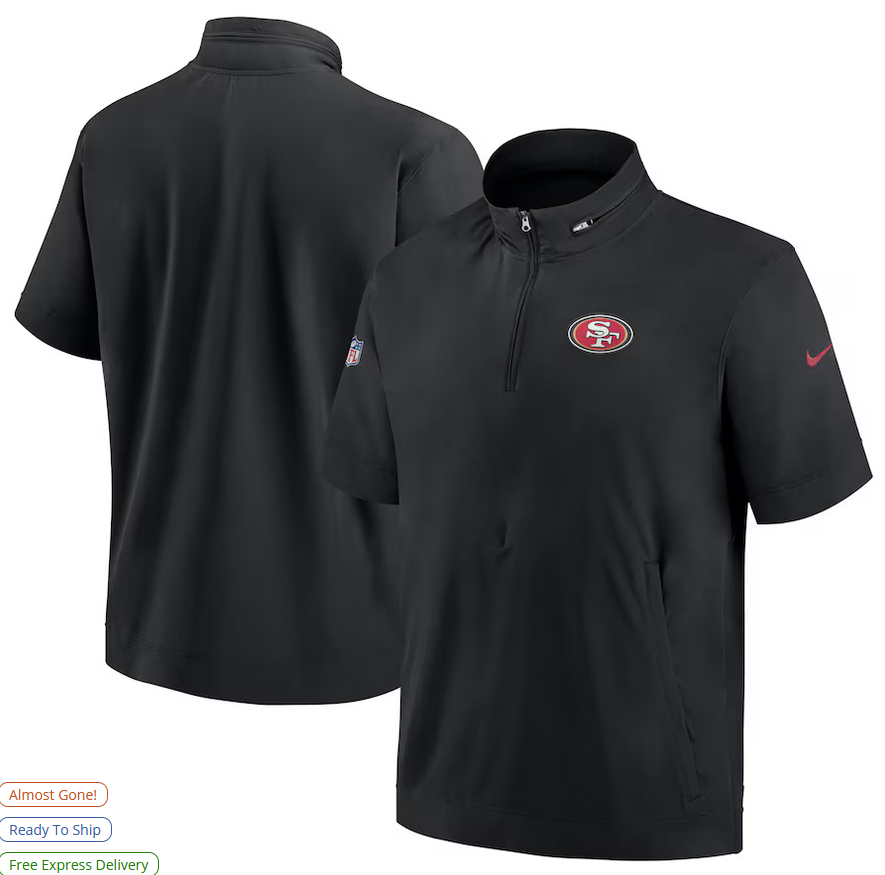 San Francisco 49ers Nike Sideline Coach Short Sleeve Hoodie