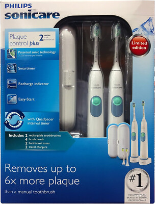 Philiips Sonicare Electric Toothbrush Plaque Control Plus TWO PACK NEW IN BOX