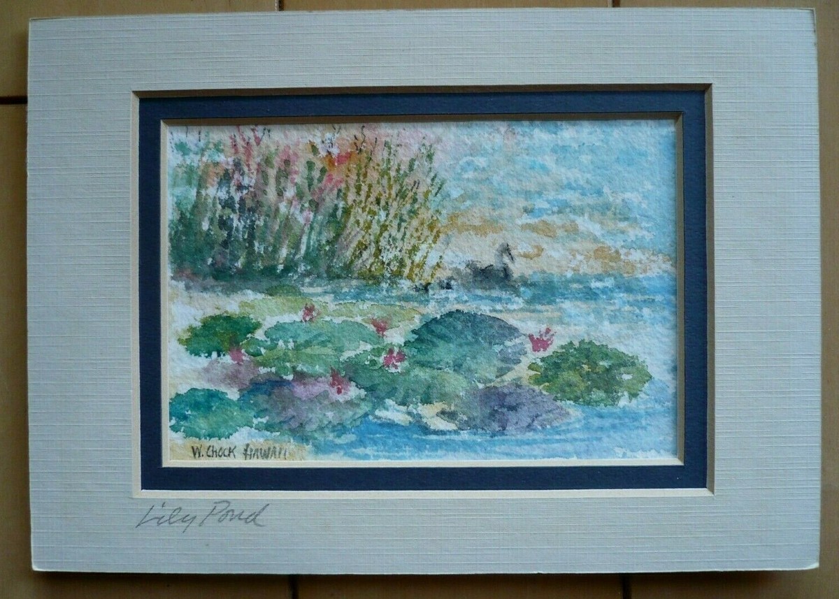 WOODY CHOCK, HAWAII HAWAIIAN ARTIST LILY POND FOLK MINIATURE