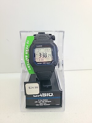 Casio CAS05 Watch Mens Black Illuminator Digital Alarm Time 100m Water Resistant