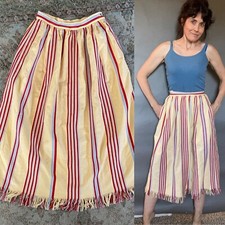 VTG Ralph Lauren fringe Skirt US XS S 0 2 26" waist stripe 70's 80's country