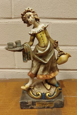 Vintage Simonelli Serviermädchen Figur echt Carrara Marmor Made in Italy