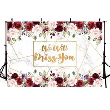 7x5ft We Will Miss You Backdrop Pink Burgundy Flowers Photography Background ...