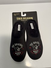 New Mens True Religion Brand Slippers, Original Buddha. Size Large 11-12. Black