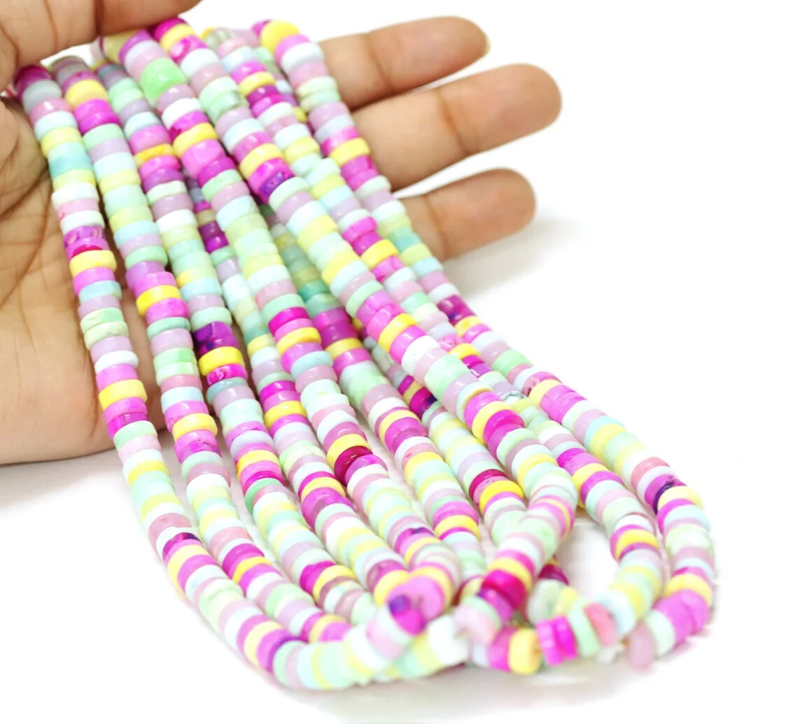 6-8mm Multi-Color Opal Heishi Disc Beads for Jewelry Making