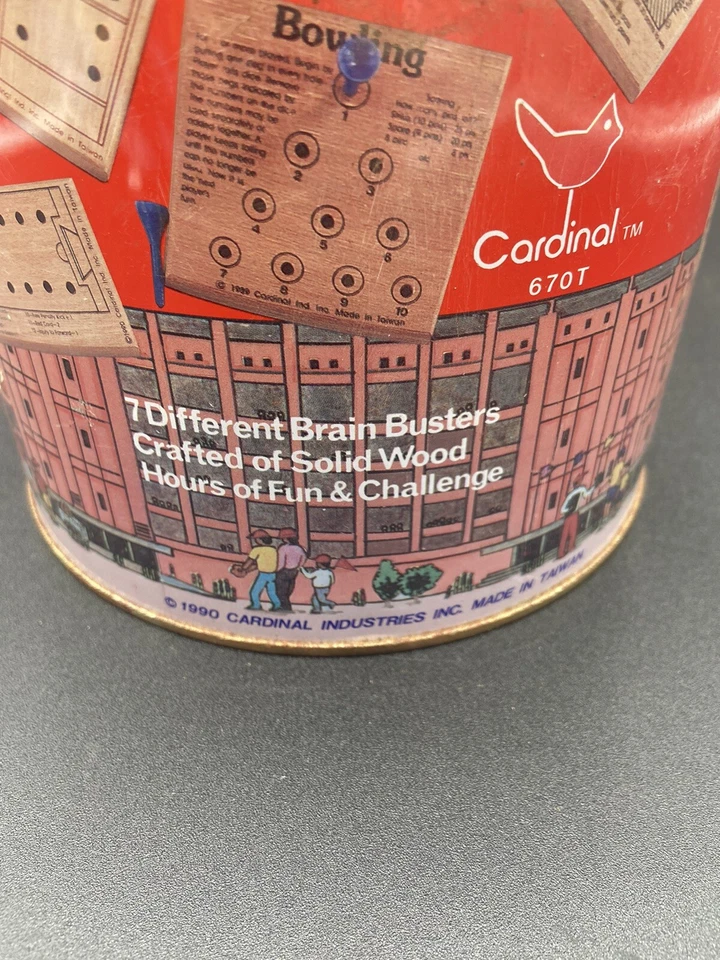 Cardinal Sport тизеры, 7 деревянный мозг тизеры Premier издание, металлический олово 1990 - Изображение 3 из 4