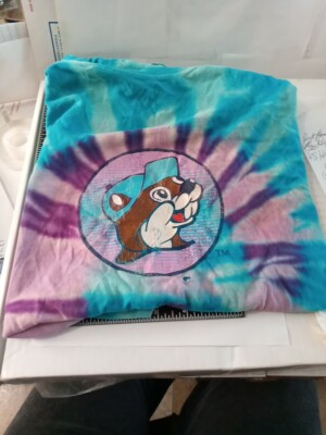 Bucees ''Peace Love Beaver Nuggets'' Tie Dye Crew T Shirt Adult Size XL Used 