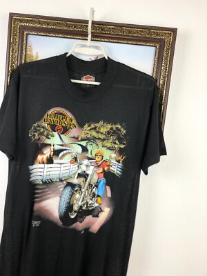 Vintage 90's Harley Davidson Biker Earth Wizard 3D Emblem Village