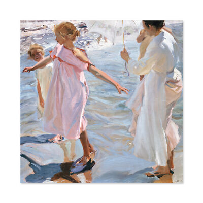 Joaquin Sorolla Y Bastida Time For A Bathe Valencia Large Wall Art Print 24X24