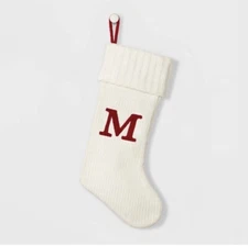 Letter M Monogram Stocking Wondershop White Holiday Initial Christmas Target 20"