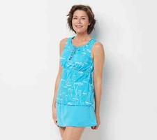 New Denim  Co. Beach sz 6 Lace Up Tankini Skirt Blue Boats Swimwear QVC 4451