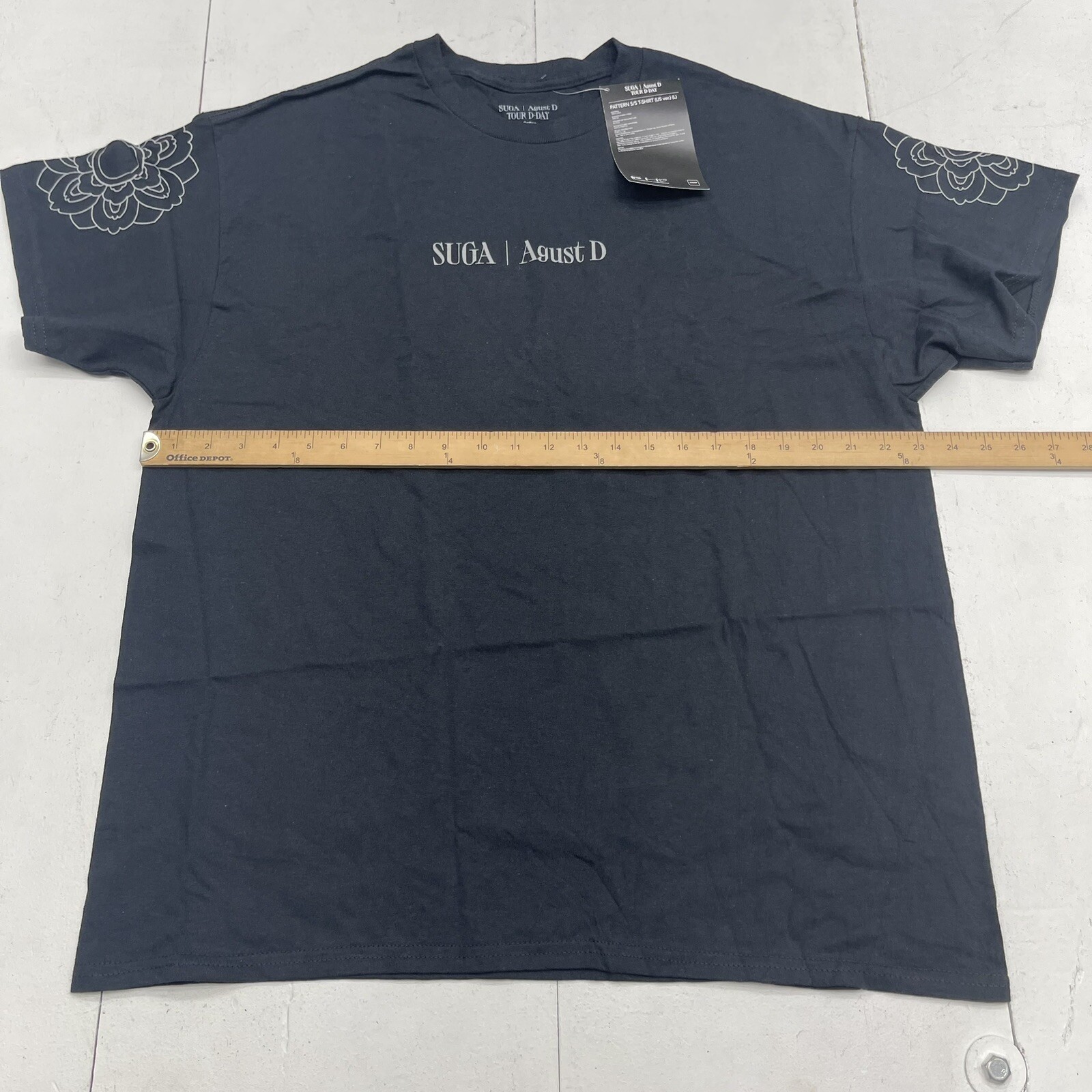 Suga Agust D D-Day Tour 2023 Black Lotus Pattern Sleeve Tee Adults  