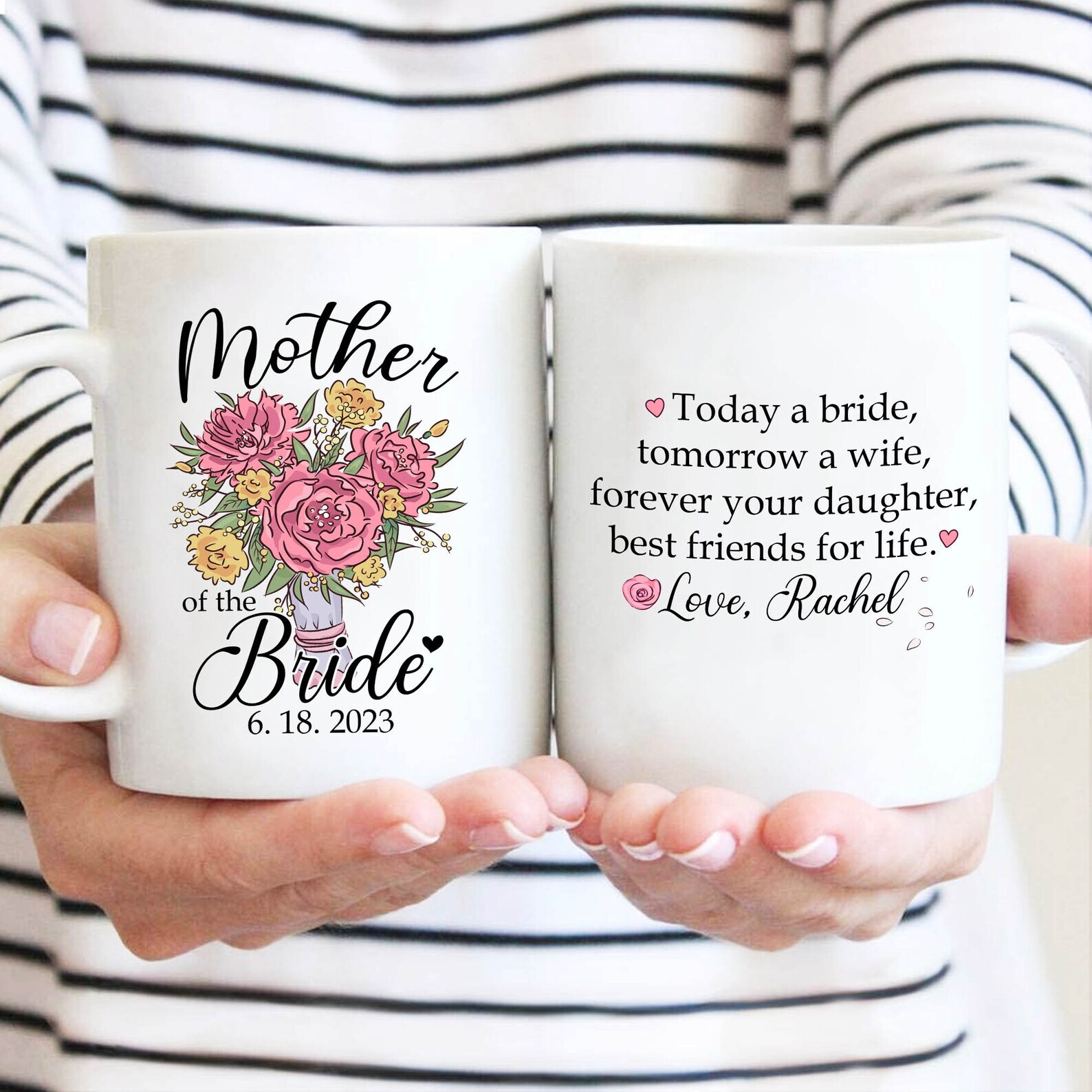 Personalized Name And Wedding Day Mug Gift Mom Of The Bride Mug Wedding Day Gift