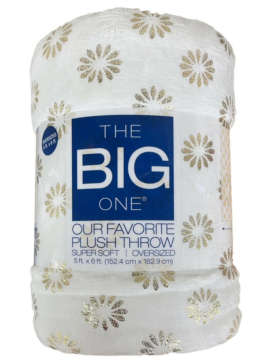 The Big One Oversized Ivory Gold Foil Geo Microplush Throw
