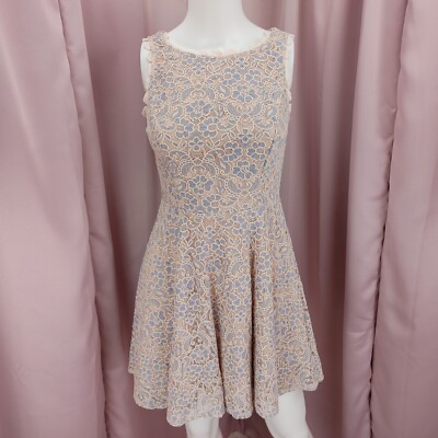 Jodi Kristopher Women's Pink & Gray Floral Lace Boat Neck A-Line Dress 3