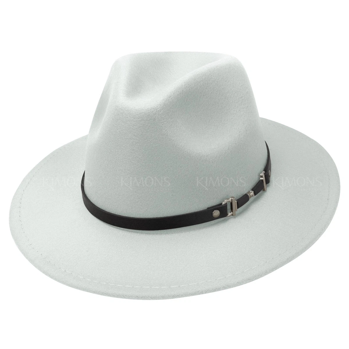 Uno Alla Volta White Felt Fedora Ranch Hat Gold Metallic Band Medallion Accent Cream Wool Felt Rancher Hat Billie main image 4