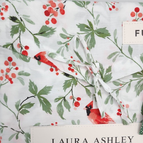 Laura Ashley Full/Double Sheet Set Cotton Percale Holiday Jolly Cardinals - Picture 3 of 9