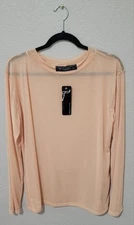 Lucky & Blessed  Top Womens XL Sheer Orange Long Sleeve  Stretchy Beach NWT