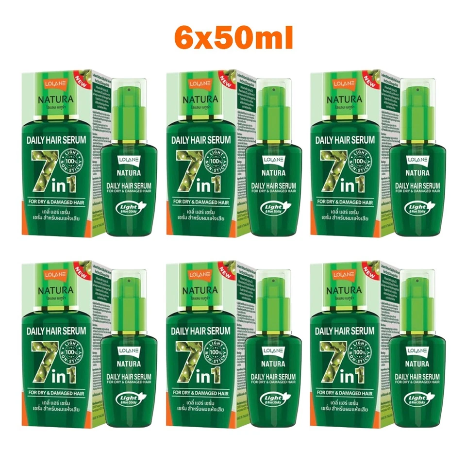 Suero para el cabello tratamiento Lolane Natura 6x50 ml potenciador de vitamina E cabello seco dañado rojo Foto 2 de 4