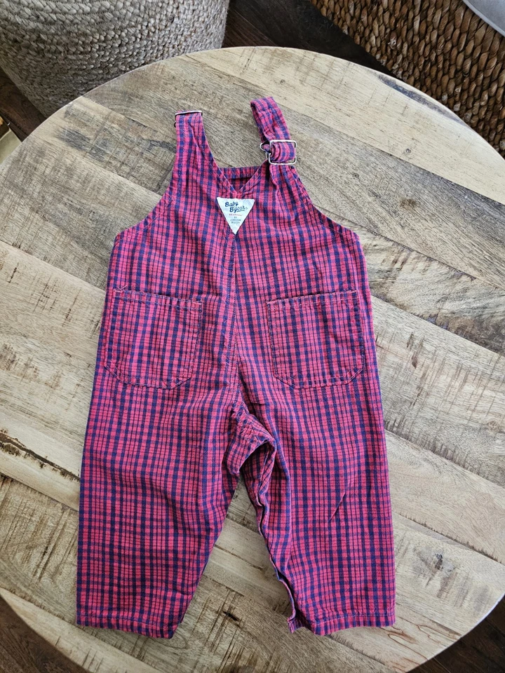 Mono Oshkosh Baby B'Gosh Vintage a Cuadros Talla 18 Meses Hecho en EE. UU. Chaleco Back  Foto 4 de 4
