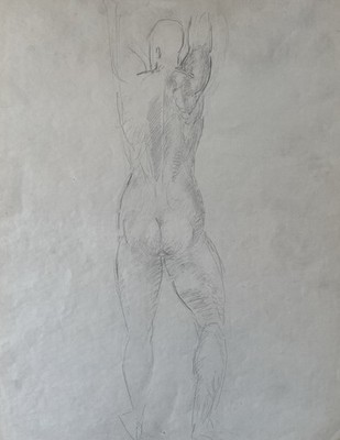 Morgan Russell (American 1886-1953) Pencil Study of a Standing Nude Male, 1946