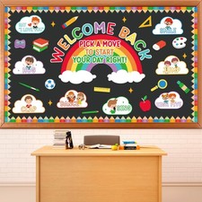 Welcome Back Bulletin Board Decoration Set Rainbow Classroom Decorations Rain...