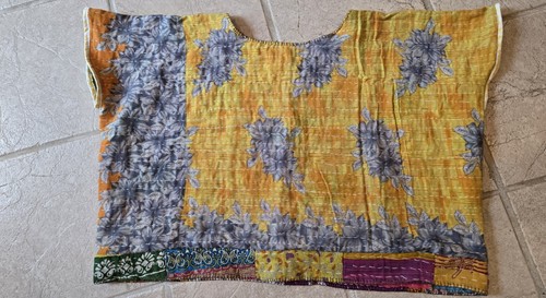 1X-2X Kantha Quilt Cropped Top Handmade OOAK Don't Throw It Out - Picture 5 of 7
