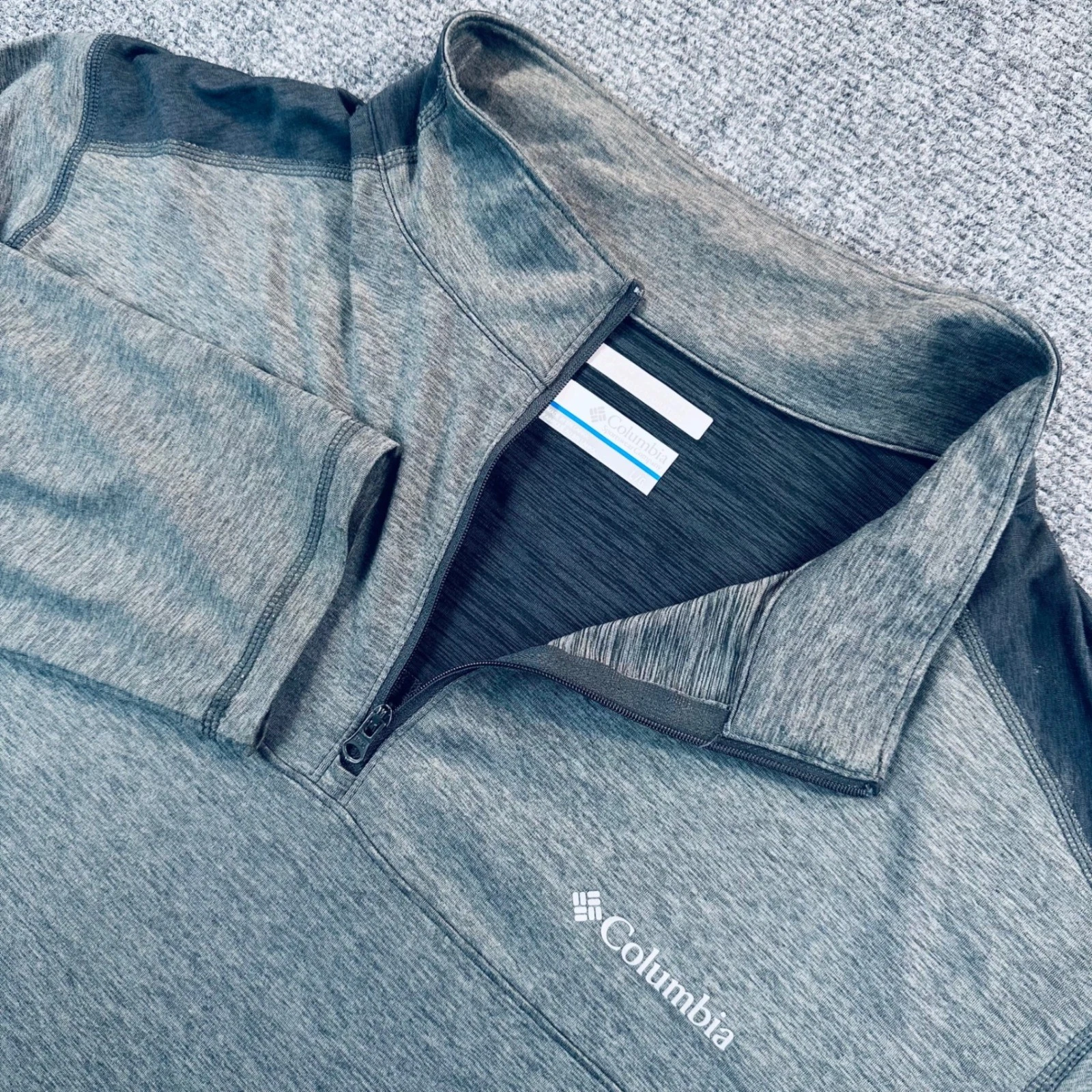 Columbia Men's L Omni-Wick 1/4 Zip Pullover Heather Gray Performance Hiking Camp