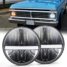 Pair 7" Round LED Headlights DRL & Turn Signal For Ford F-100 Pikcup 1969-1974 