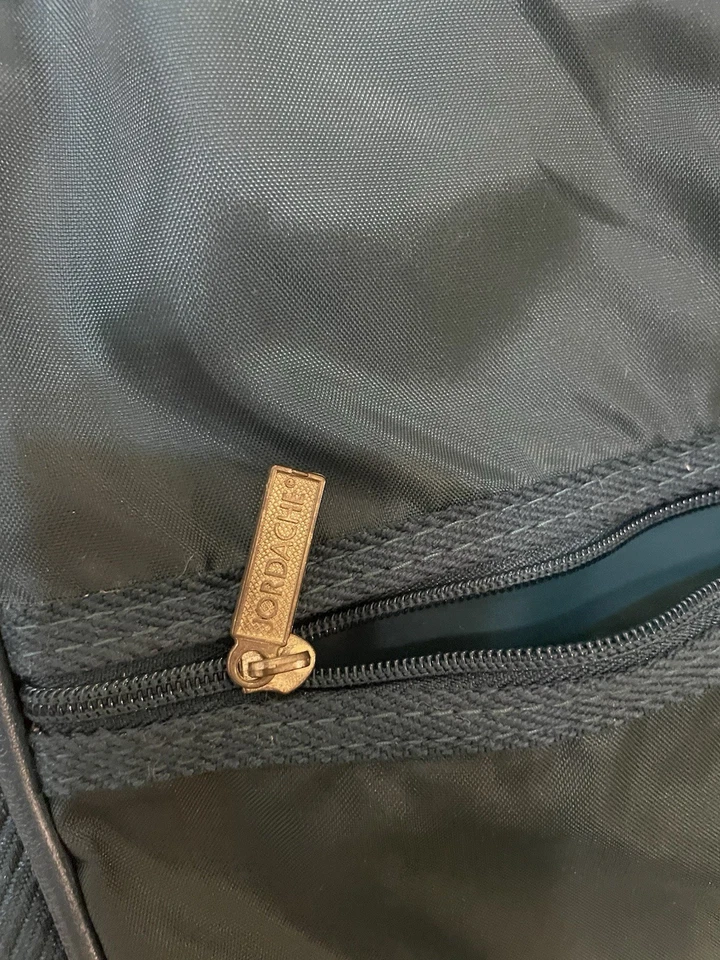 Vintage Jordache Garment Bag – Green/Tan Leather Trim Travel Luggage Suit Case - Image 3 of 4