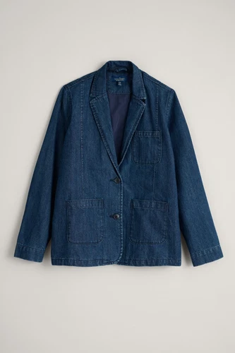 Seasalt Women's Blazer - blue Willow Carr Denim Blazer - Tall - Mid Indigo Wash - Picture 2 of 6