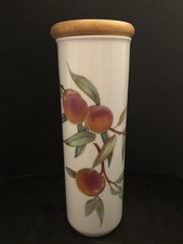 Royal Worcester Evesham 12 1/2" Tall Pasta Porcelain Canister w/Wood Lid England