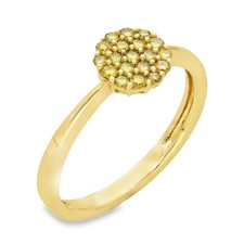 9ct Yellow Gold Yellow Diamond Cluster Ring - Size N - 0.25ct