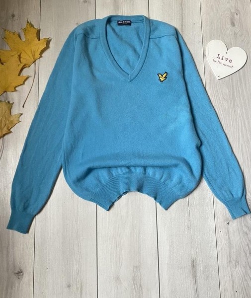Men Lyle & Scott Sweater Blue Wool 40 /L / 48
