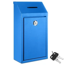 Metal Donation Cash Box Collection Safe Suggestion Box with Lock Wall Mounted