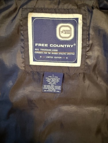 Free Country Men’s Black Puffer Jacket, Band Collar, Zip, Down Insulated, L - Picture 9 of 10