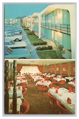 Lexington Kentucky Quality Inn Hotel Cars & Dining Room Vintage Postcard UNP